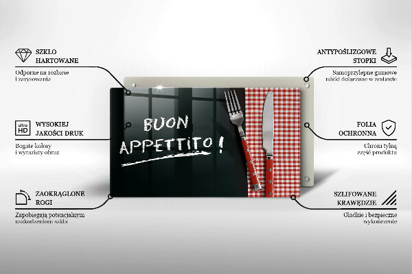 Szkło na płytę indukcyjną Napis Buon Appetito!