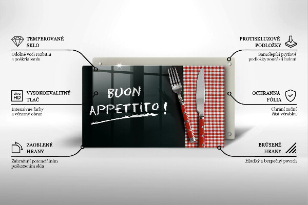 Szkło na płytę indukcyjną Napis Buon Appetito!
