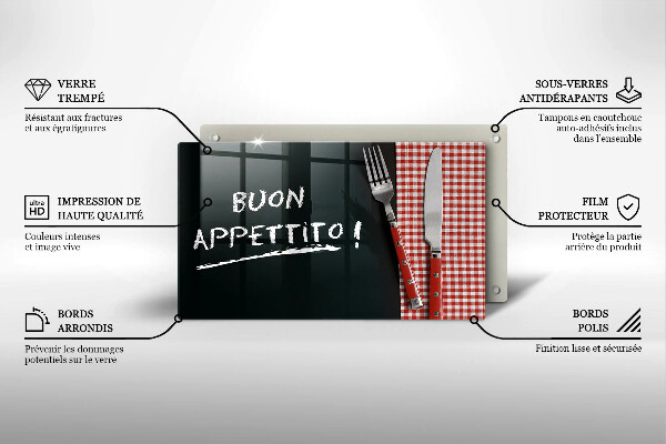 Szkło na płytę indukcyjną Napis Buon Appetito!