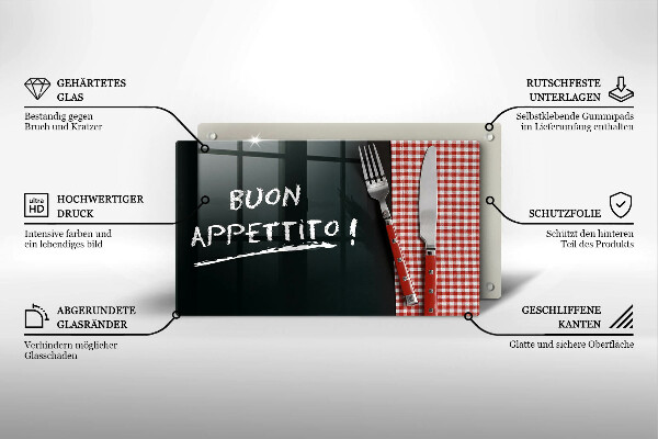 Szkło na płytę indukcyjną Napis Buon Appetito!