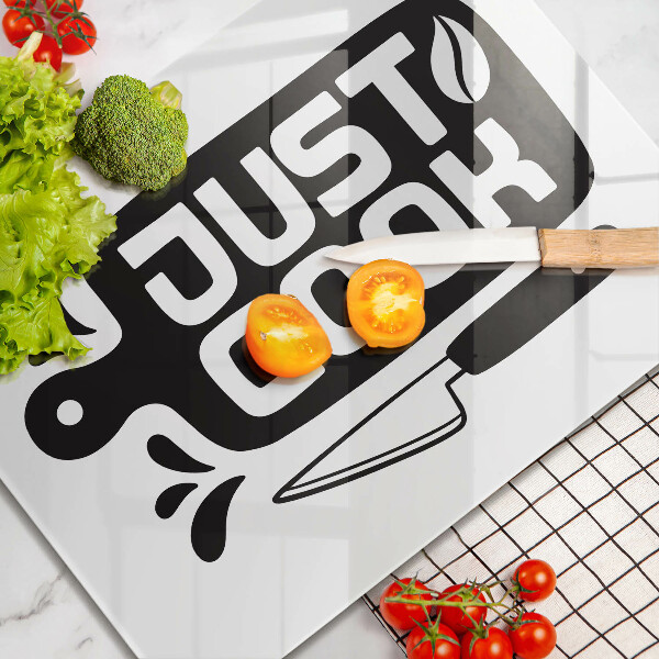 Osłona ściany przy kuchence gazowej Kuchenny napis Just cook