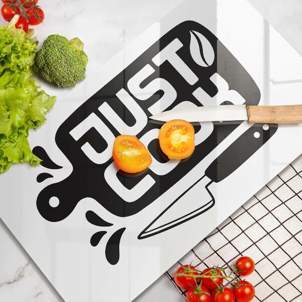 Osłona ściany przy kuchence gazowej Kuchenny napis Just cook