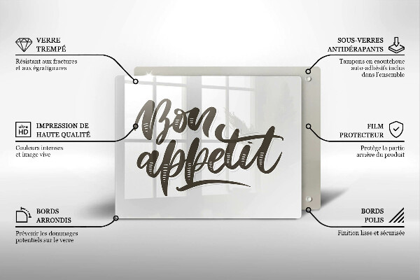 Osłona płyty indukcyjnej Napis Bon Appetit