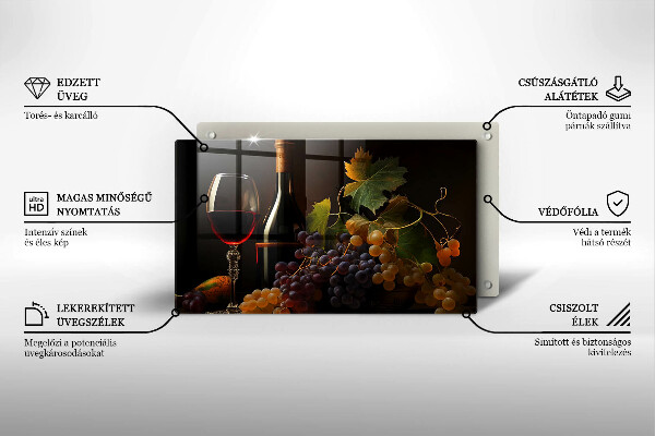 Osłona płyty indukcyjnej Kieliszek wina i winogrona