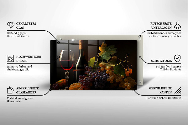 Osłona płyty indukcyjnej Kieliszek wina i winogrona