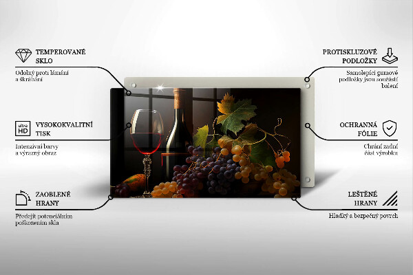 Osłona płyty indukcyjnej Kieliszek wina i winogrona