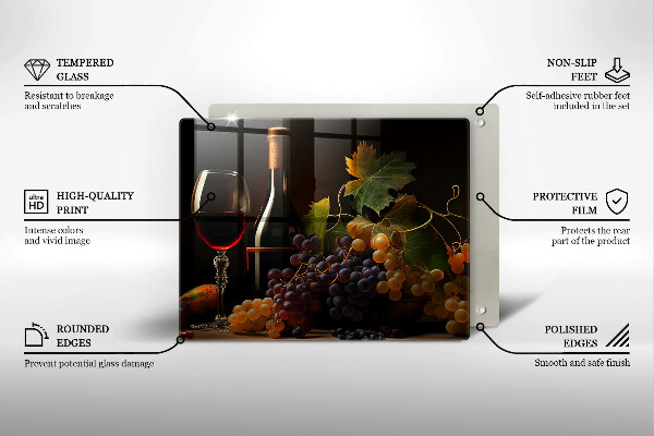 Osłona płyty indukcyjnej Kieliszek wina i winogrona