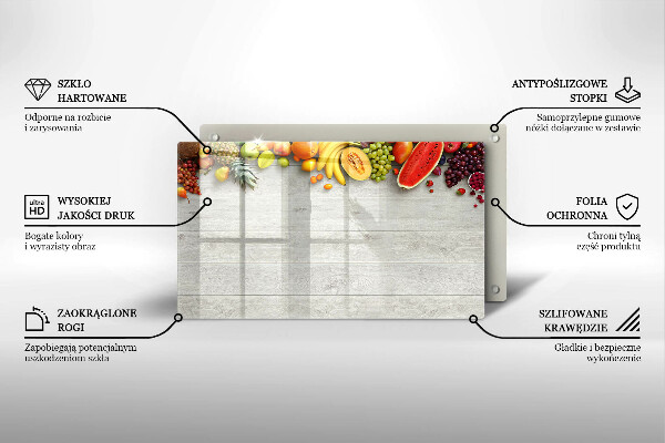 Osłona płyty indukcyjnej Owoce na deskach