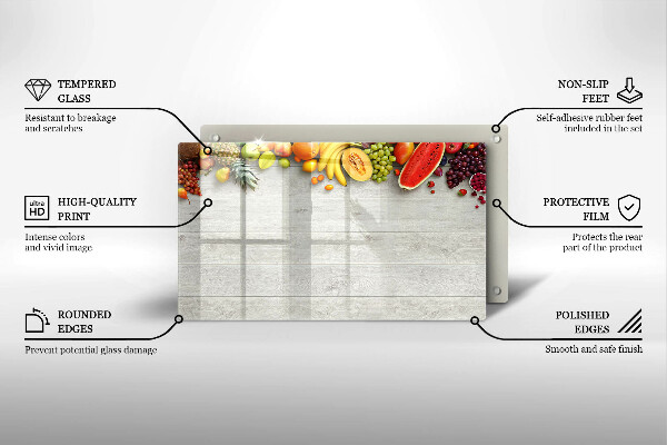 Osłona płyty indukcyjnej Owoce na deskach