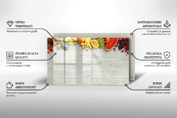 Osłona płyty indukcyjnej Owoce na deskach