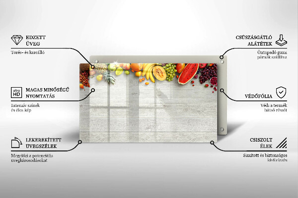 Osłona płyty indukcyjnej Owoce na deskach