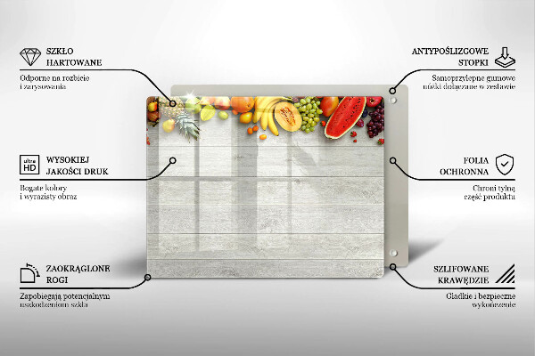 Osłona płyty indukcyjnej Owoce na deskach