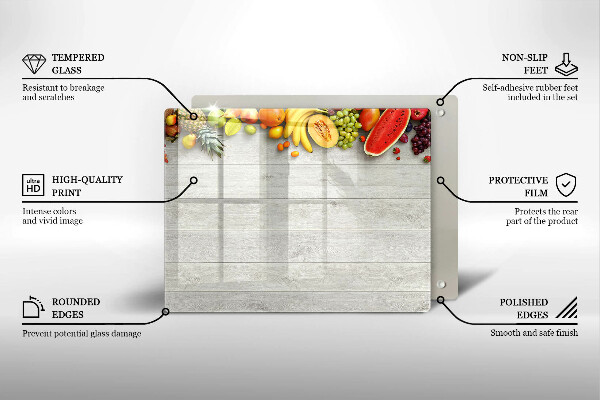 Osłona płyty indukcyjnej Owoce na deskach