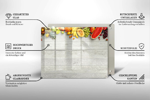 Osłona płyty indukcyjnej Owoce na deskach