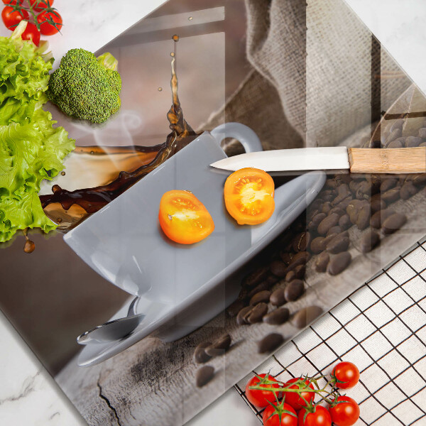 Szkło na płytę indukcyjną Filiżanka i ziarna kawy