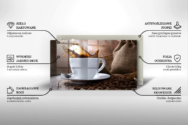 Szkło na płytę indukcyjną Filiżanka i ziarna kawy