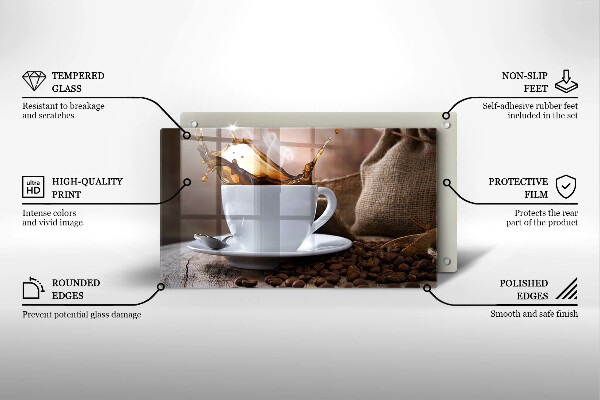 Szkło na płytę indukcyjną Filiżanka i ziarna kawy