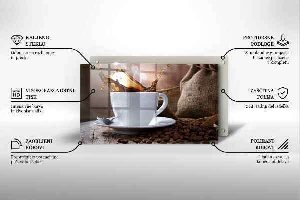 Szkło na płytę indukcyjną Filiżanka i ziarna kawy
