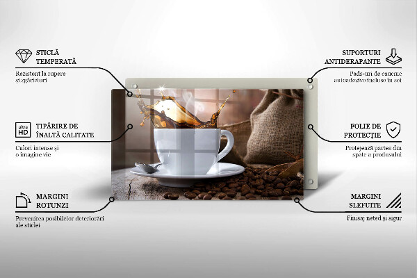 Szkło na płytę indukcyjną Filiżanka i ziarna kawy