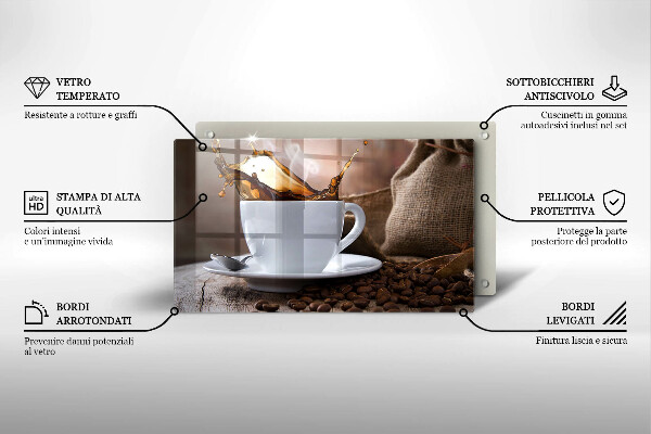 Szkło na płytę indukcyjną Filiżanka i ziarna kawy