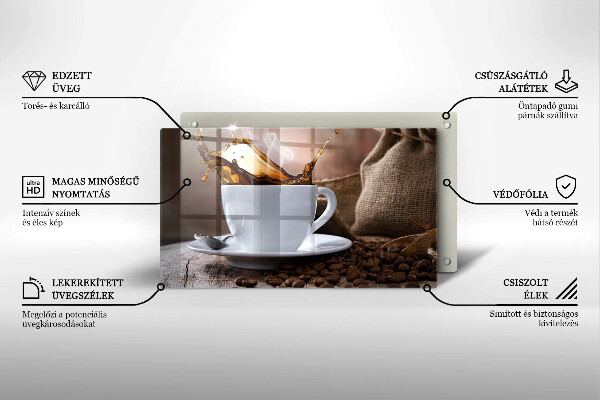 Szkło na płytę indukcyjną Filiżanka i ziarna kawy