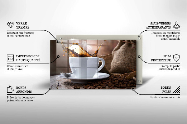 Szkło na płytę indukcyjną Filiżanka i ziarna kawy