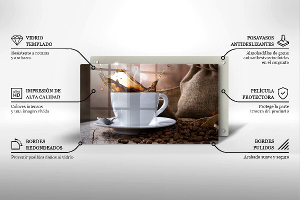 Szkło na płytę indukcyjną Filiżanka i ziarna kawy