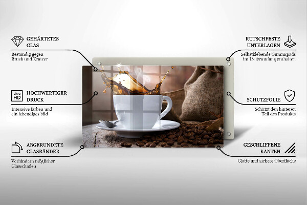 Szkło na płytę indukcyjną Filiżanka i ziarna kawy