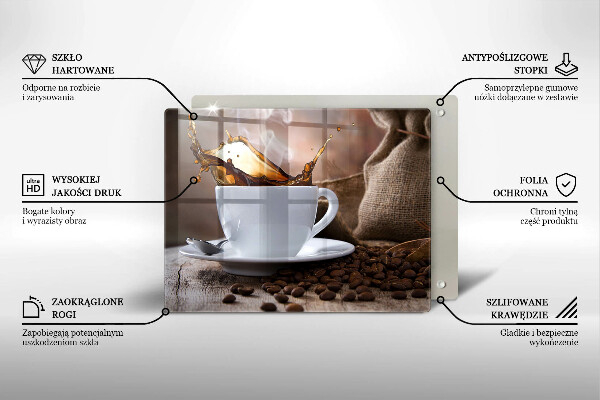 Szkło na płytę indukcyjną Filiżanka i ziarna kawy