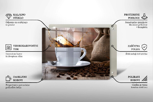 Szkło na płytę indukcyjną Filiżanka i ziarna kawy