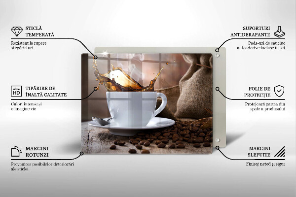 Szkło na płytę indukcyjną Filiżanka i ziarna kawy