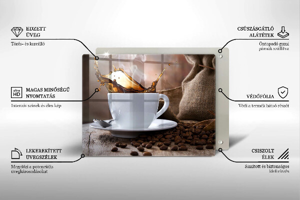 Szkło na płytę indukcyjną Filiżanka i ziarna kawy