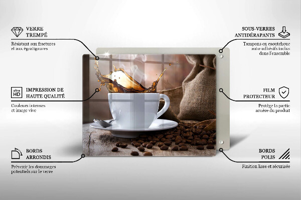Szkło na płytę indukcyjną Filiżanka i ziarna kawy