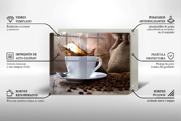 Szkło na płytę indukcyjną Filiżanka i ziarna kawy