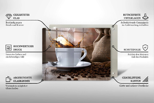 Szkło na płytę indukcyjną Filiżanka i ziarna kawy