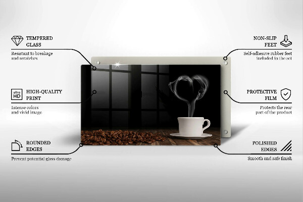 Szkło na płytę indukcyjną Kawa filiżanka serce