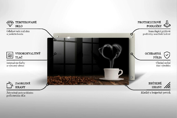 Szkło na płytę indukcyjną Kawa filiżanka serce