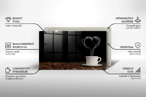Szkło na płytę indukcyjną Kawa filiżanka serce