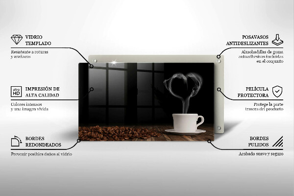 Szkło na płytę indukcyjną Kawa filiżanka serce