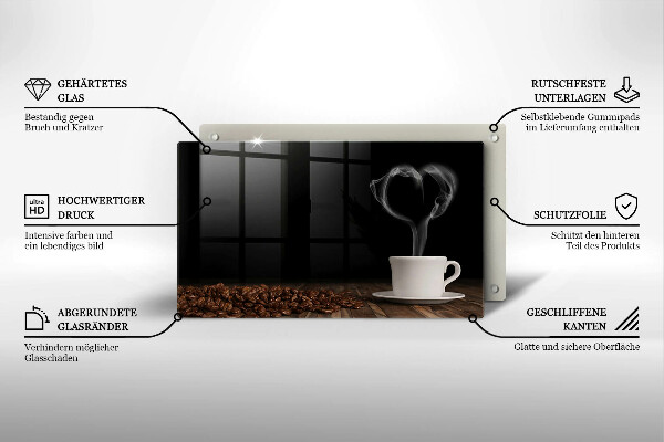 Szkło na płytę indukcyjną Kawa filiżanka serce