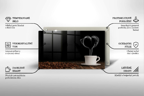 Szkło na płytę indukcyjną Kawa filiżanka serce