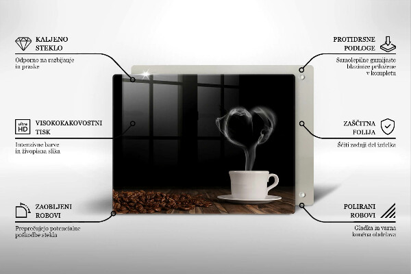 Szkło na płytę indukcyjną Kawa filiżanka serce