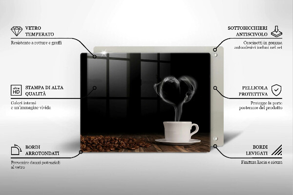 Szkło na płytę indukcyjną Kawa filiżanka serce