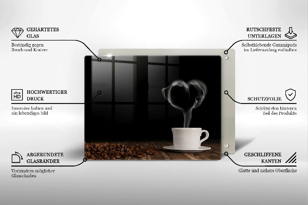 Szkło na płytę indukcyjną Kawa filiżanka serce