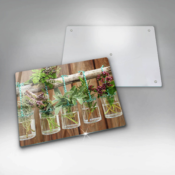 Osłona ściany przy kuchence gazowej Zioła rośliny vintage