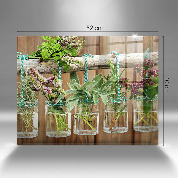 Osłona ściany przy kuchence gazowej Zioła rośliny vintage