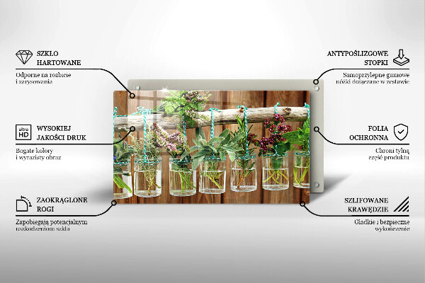 Osłona ściany przy kuchence gazowej Zioła rośliny vintage