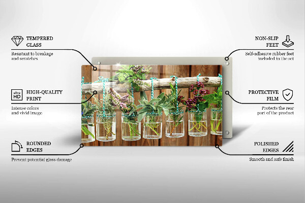 Osłona ściany przy kuchence gazowej Zioła rośliny vintage