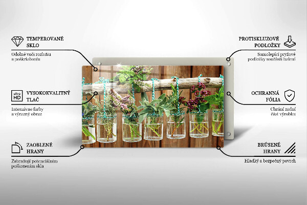 Osłona ściany przy kuchence gazowej Zioła rośliny vintage