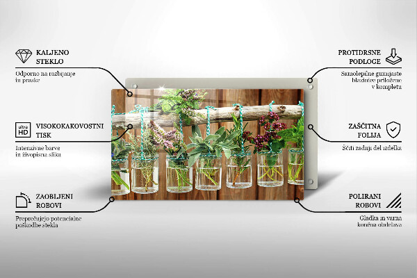 Osłona ściany przy kuchence gazowej Zioła rośliny vintage